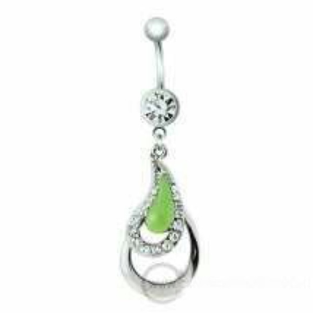 Green dangle belly ring SOLD